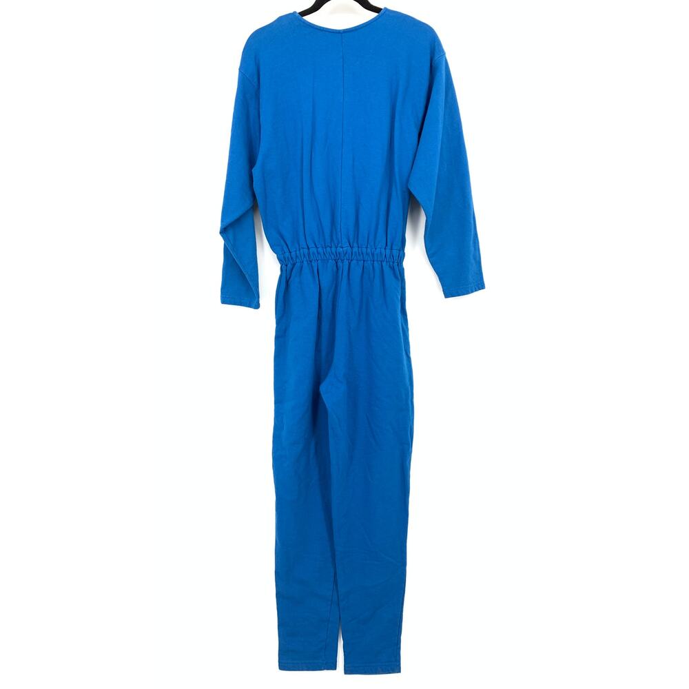 VTG 80s Basic Threads Jumpsuit Womens Apx Sz S Blue Fish Graphics Art To Wear - Picture 2 of 6